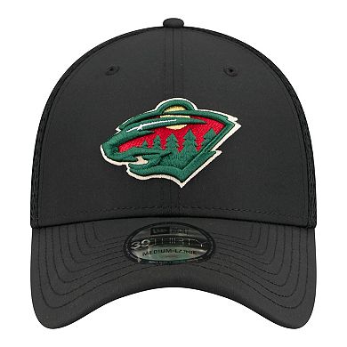 Men's New Era Black Minnesota Wild Logo 39THIRTY Flex Hat