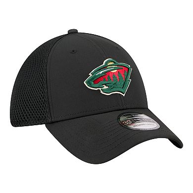 Men's New Era Black Minnesota Wild Logo 39THIRTY Flex Hat