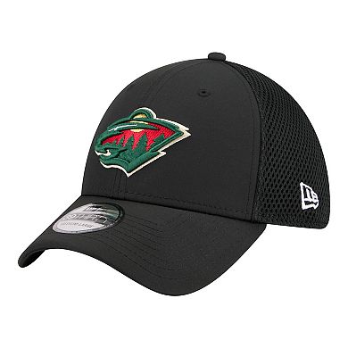 Men's New Era Black Minnesota Wild Logo 39THIRTY Flex Hat