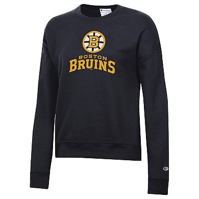 Women's Champion Black Boston Bruins Wordmark Lockup Powerblend Sweatshirt