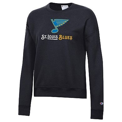 Women's Champion Black St. Louis Blues Wordmark Lockup Powerblend Sweatshirt