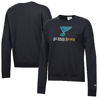 Women's Champion Black St. Louis Blues Wordmark Lockup Powerblend Sweatshirt