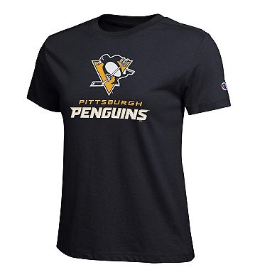 Women's Champion Black Pittsburgh Penguins Wordmark Lockup T-Shirt