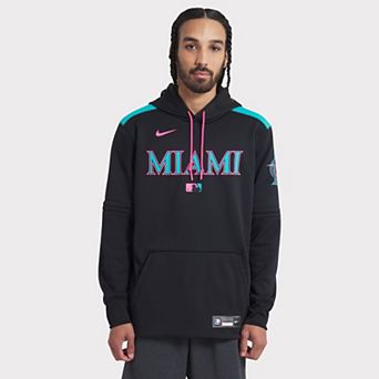 Men's Nike Black Miami Marlins 2025 City Connect Authentic Collection Therma Pullover Hoodie