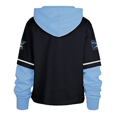 Women's '47 Navy Minnesota Twins City Connect Shortstop Cropped Pullover Hoodie