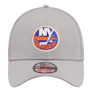 Men's New Era Gray New York Islanders Logo 39THIRTY Flex Hat