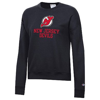 Women's Champion Black New Jersey Devils Wordmark Lockup Powerblend Sweatshirt