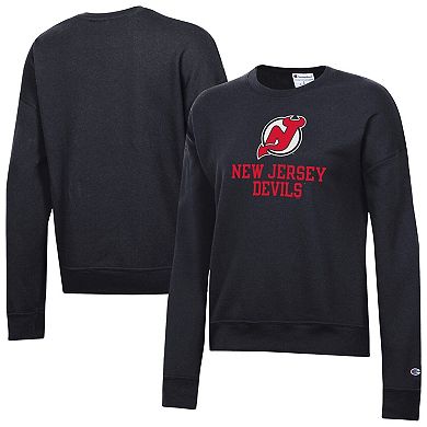 Women's Champion Black New Jersey Devils Wordmark Lockup Powerblend Sweatshirt