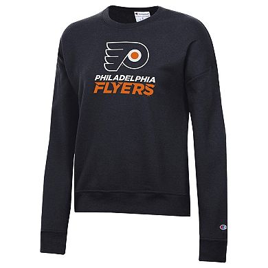 Women's Champion Black Philadelphia Flyers Wordmark Lockup Powerblend Sweatshirt