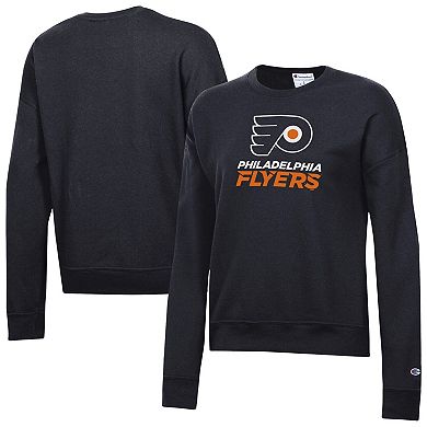 Women's Champion Black Philadelphia Flyers Wordmark Lockup Powerblend Sweatshirt