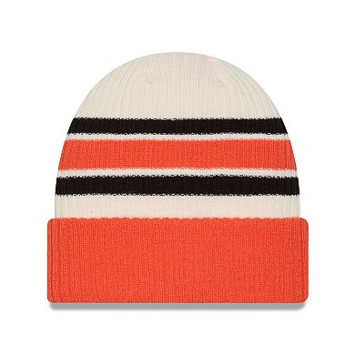 Men's New Era Cream/Orange Anaheim Ducks Vintage Cuffed Knit Hat