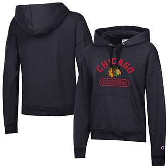 Women's Champion Black Chicago Blackhawks Arched Pill Box Hoodie
