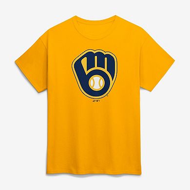 Men's Logo Athletic Gold Milwaukee Brewers Official Logo T-Shirt