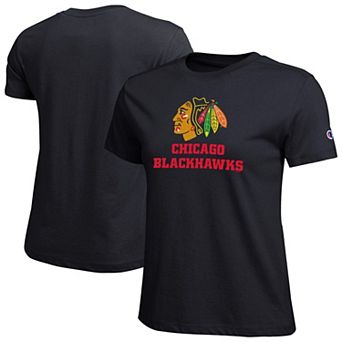 Women's Champion Black Chicago Blackhawks Wordmark Lockup T-Shirt