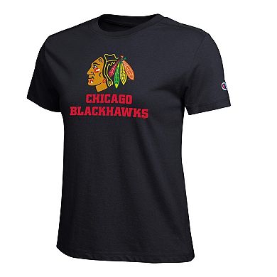 Women's Champion Black Chicago Blackhawks Wordmark Lockup T-Shirt