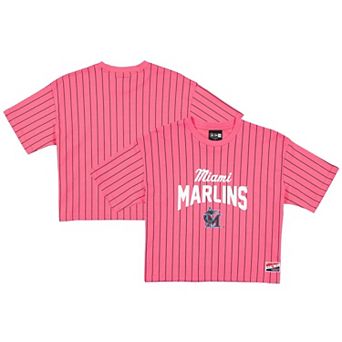 Women's New Era Pink Miami Marlins 2025 City Connect Pinstripe T-Shirt