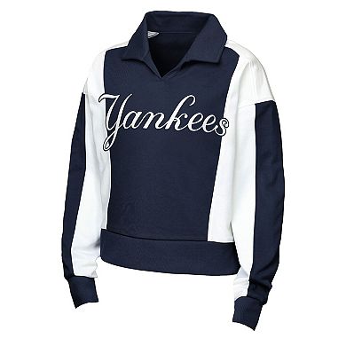 Girls Youth Outerstuff Navy New York Yankees Tech Curve Ball Sweatshirt