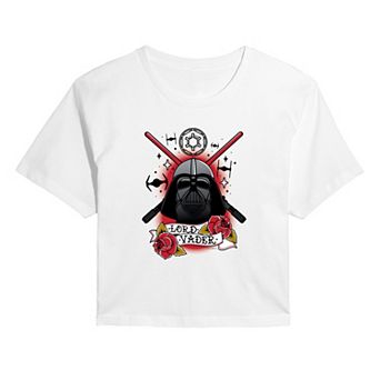 Juniors' Star Wars Darth Vader Traditional Tattoo Cropped Tee