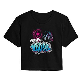 Juniors' Star Wars Darth Vader Graffiti Cropped Tee
