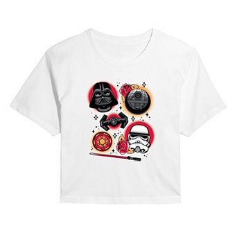 Juniors' Star Wars Empire Tattoo Flash Page Cropped Tee