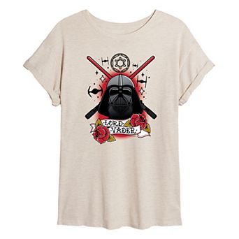 Juniors' Star Wars Darth Vader Traditional Tattoo Oversized Tee