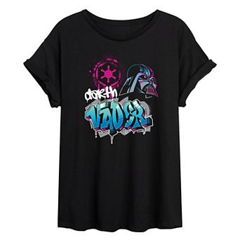 Juniors' Star Wars Darth Vader Graffiti Oversized Tee