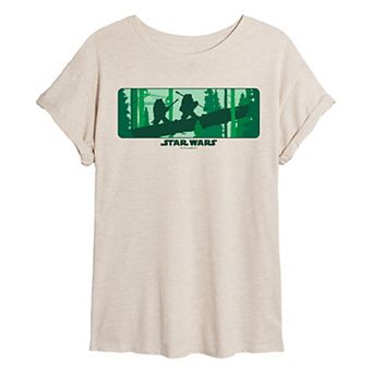 Juniors' Star Wars Ewok Forest Oversized Tee