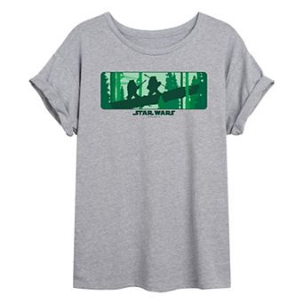 Juniors' Star Wars Ewok Forest Oversized Tee