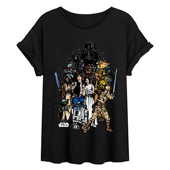 Juniors' Star Wars Character Collage Oversized Tee