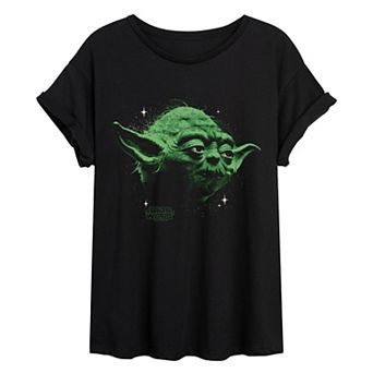 Juniors' Star Wars Yoda Portrait Oversized Tee