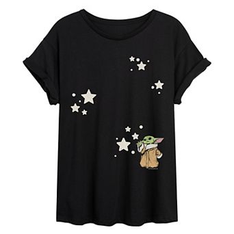 Juniors' Star Wars The Mandalorian Grogu Oversized Tee