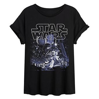 Juniors' Star Wars Distressed Oversized Tee