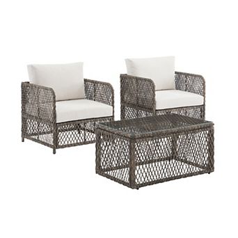 Crosley Granite Bay 3 pc Wicker Outdoor Chair Set