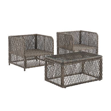 Crosley Granite Bay 3-Piece Wicker Outdoor Chair Set
