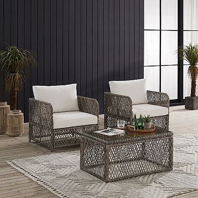 Crosley Granite Bay 3-Piece Wicker Outdoor Chair Set
