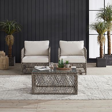 Crosley Granite Bay 3-Piece Wicker Outdoor Chair Set