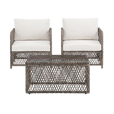 Crosley Granite Bay 3-Piece Wicker Outdoor Chair Set
