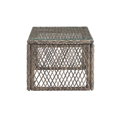 Crosley Granite Bay Wicker Outdoor Coffee Table with Glass Top