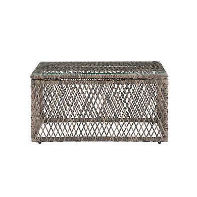 Crosley Granite Bay Wicker Outdoor Coffee Table with Glass Top