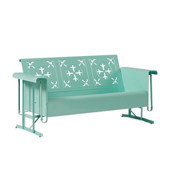 Crosley Azalea Retro Outdoor Sofa Glider with Decorative Cutouts