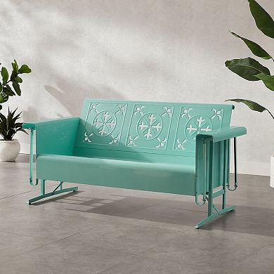 Crosley Azalea Retro Outdoor Sofa Glider with Decorative Cutouts