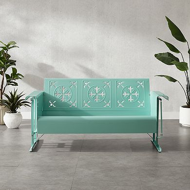 Crosley Azalea Retro Outdoor Sofa Glider with Decorative Cutouts
