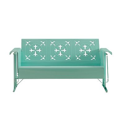 Crosley Azalea Retro Outdoor Sofa Glider with Decorative Cutouts