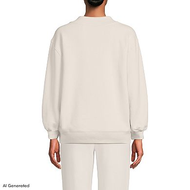 Women's Lands' End Long Sleeve Serious Sweats Mock Neck Sweatshirt