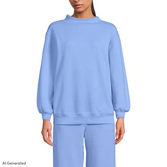 Women's Lands' End Long Sleeve Serious Sweats Mock Neck Sweatshirt