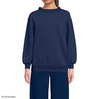 Women's Lands' End Long Sleeve Serious Sweats Mock Neck Sweatshirt