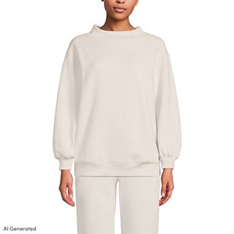 Women's Lands' End Long Sleeve Serious Sweats Mock Neck Sweatshirt