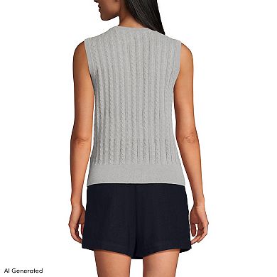 Women's Lands' End Cotton Pointelle Shell Sleeveless Sweater