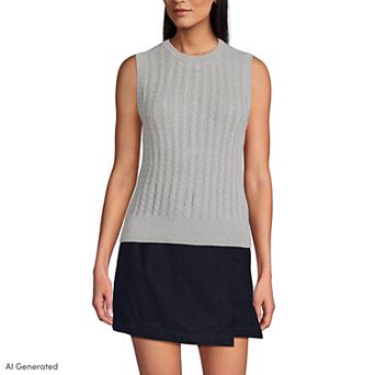 Women's Lands' End Cotton Pointelle Shell Sleeveless Sweater