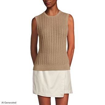 Women's Lands' End Cotton Pointelle Shell Sleeveless Sweater